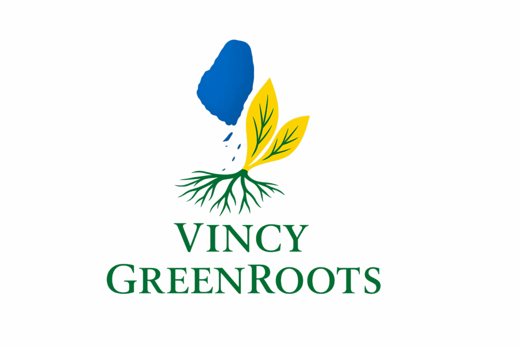 Vincy GreenRoots Logo - A growing plant with roots symbolizing sustainable growth